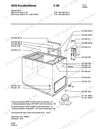 Взрыв-схема холодильника Aeg ARC2082-2 GT - Схема узла Housing 001